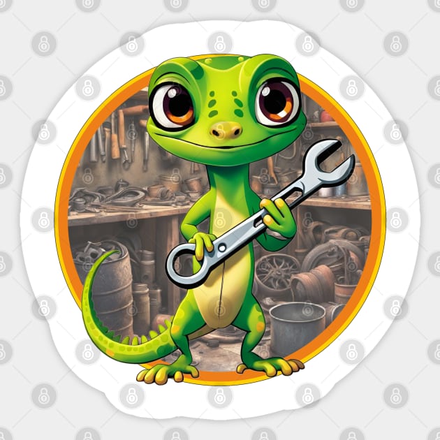 Gecko in a Garage Sticker by Wilcox PhotoArt